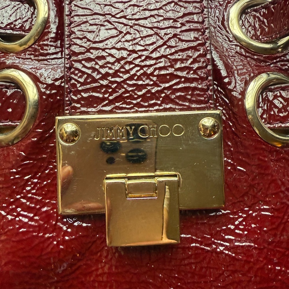 Jimmy Choo Burgundy Patent Leather Shoulder Bag - Picture 2 of 9